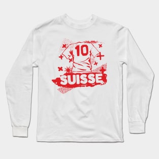 Vintage Swiss Football // Retro Grunge Switzerland Soccer Long Sleeve T-Shirt